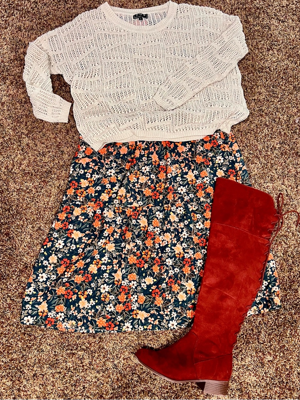 Emery Rose Ditsy Floral Print Dress Large